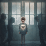 Child Isolated In Cold Room With Glowing Frozen Heart